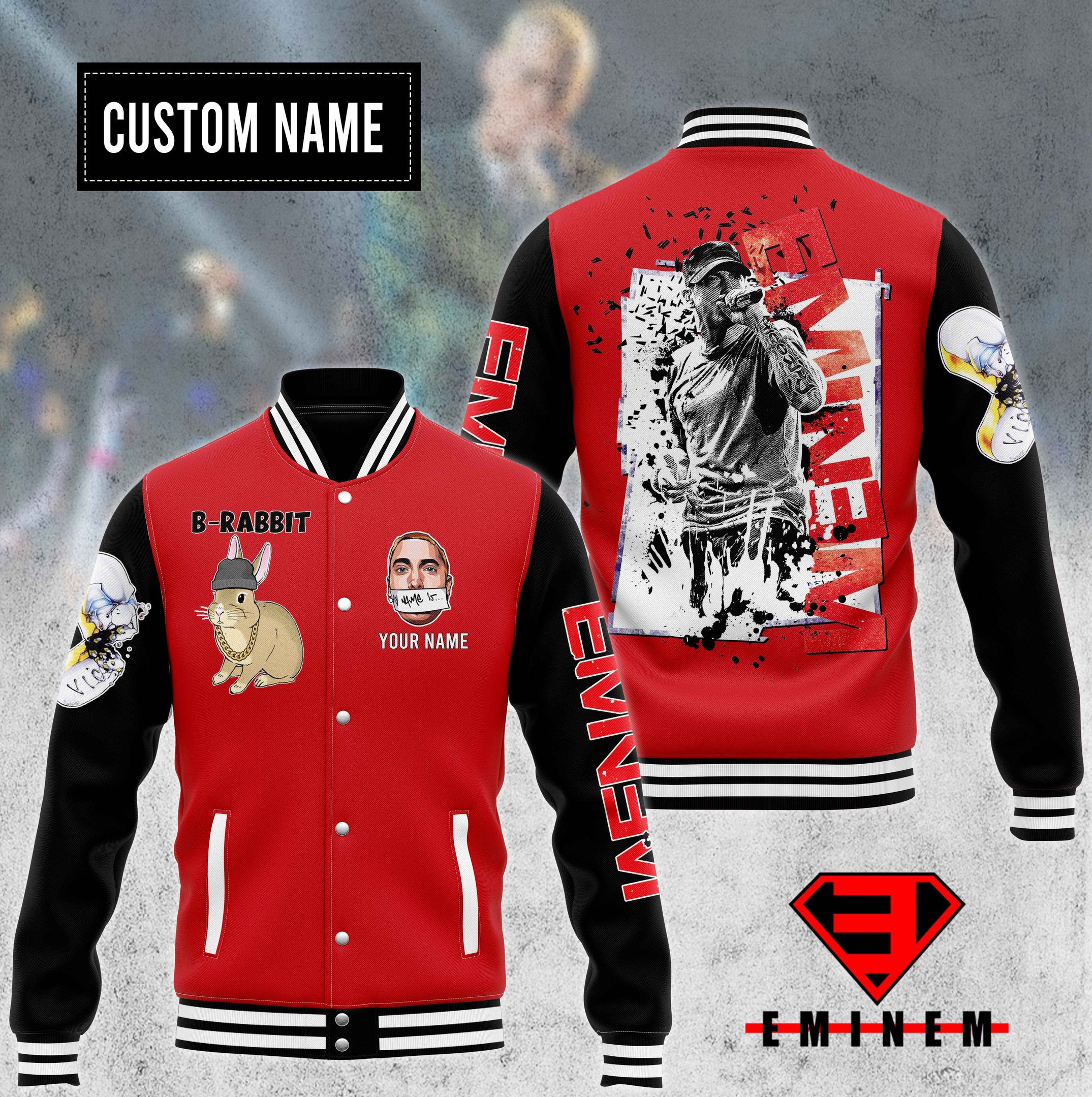personalized b rabbit eminem rapper baseball jacket b1ynj