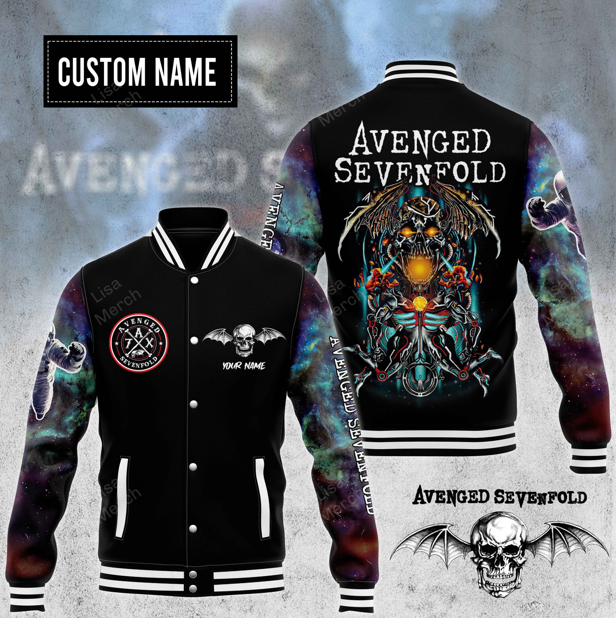 personalized black avenged sevenfold cool baseball jacket fxmbp
