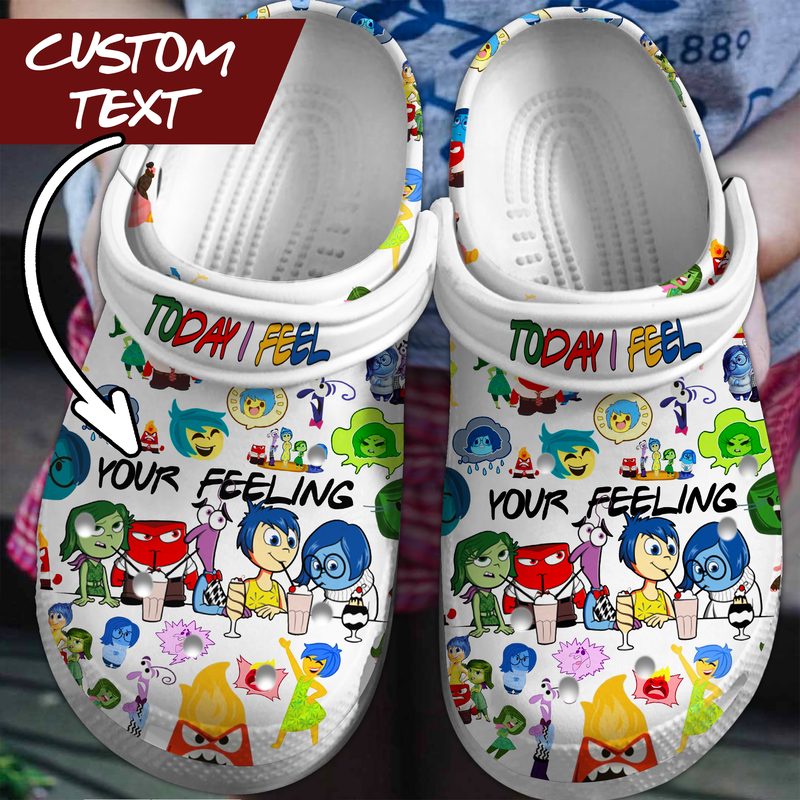 personalized cartoon inside out today i feel white clogs fufof