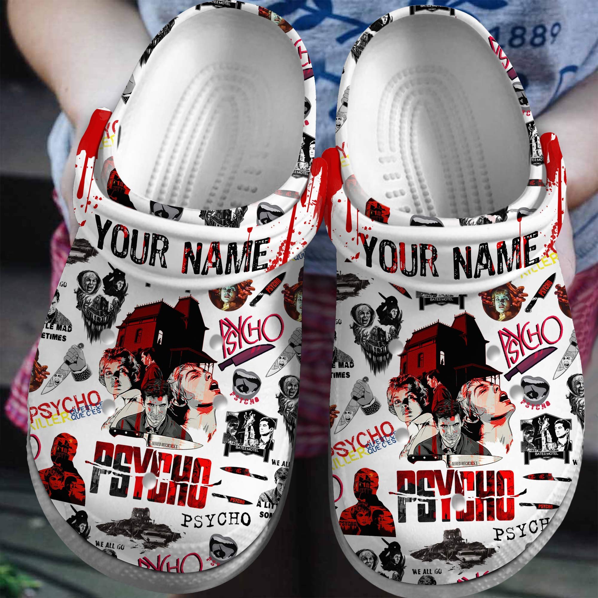 personalized classic psycho movie halloween clogs for kids and adults xvo4y