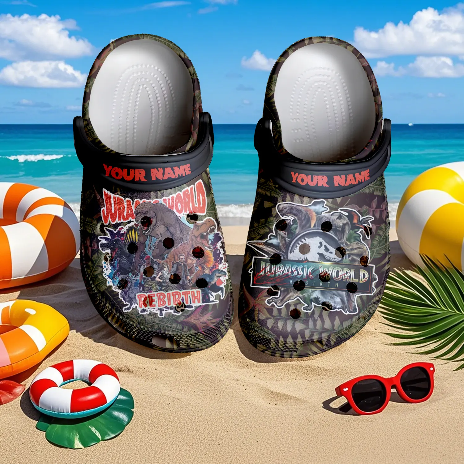 personalized clogs jurassic world rebirth movie slippers sandals n7lif