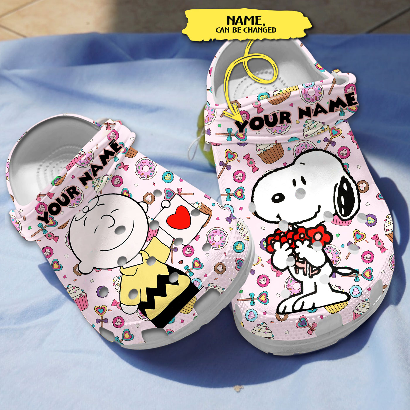 personalized clogs snoopy and charlie brown pink slippers p9han
