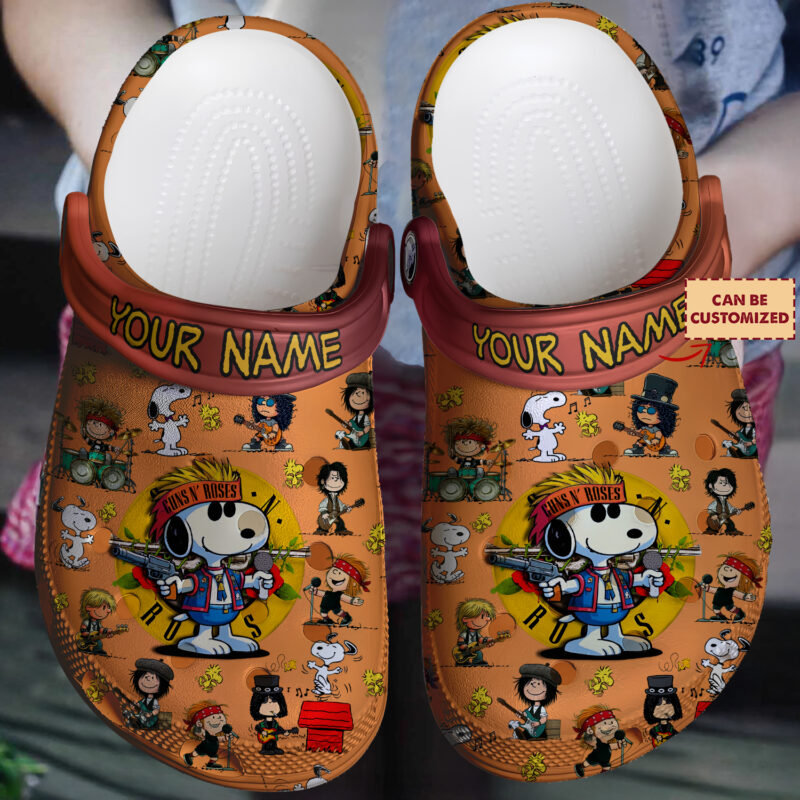 personalized cool guns n roses snoopy peanut cartoon clogs for kids and adults gjpqy