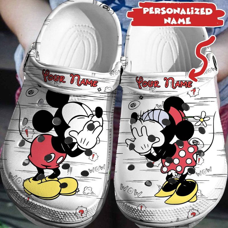 personalized couple mickey and minnie cartoon clogs wloms