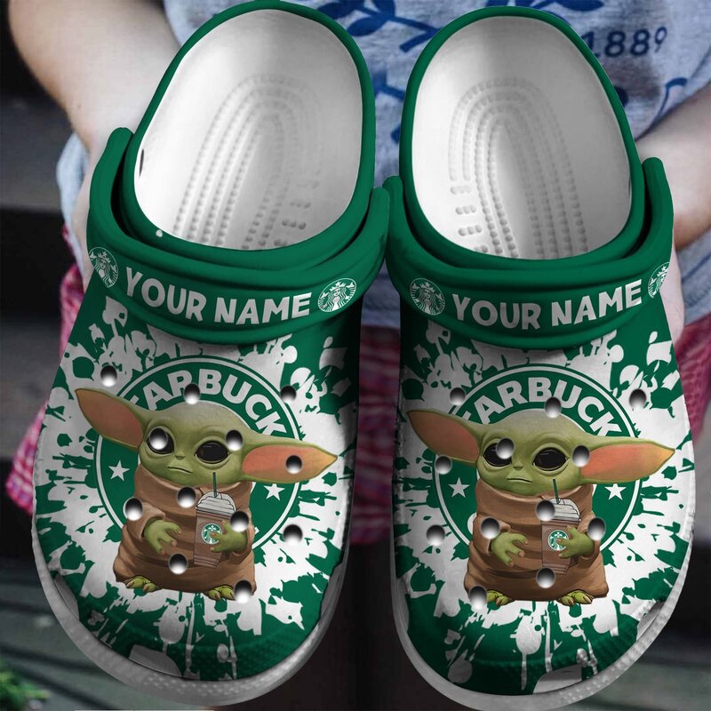 personalized cute baby yoda 26 starbucks coffee green clogs shoes xvd7u