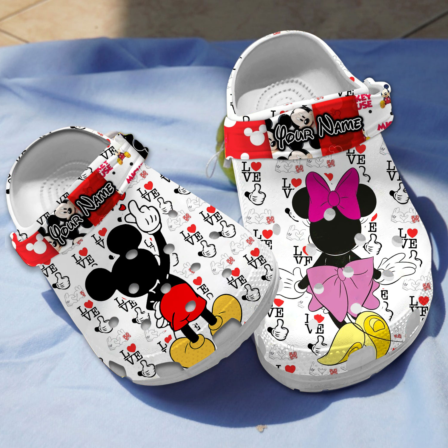 personalized cute couple mickey and minnie mouse clogs ms1uh