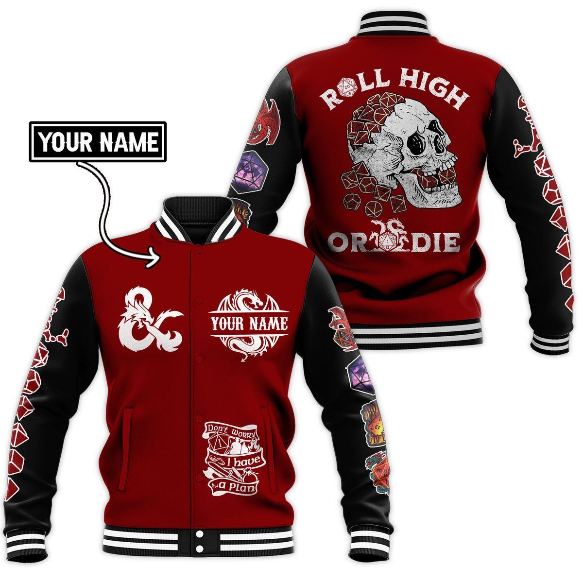 personalized dungeons 26 dragons baseball jacket for kids 26 adults 54itf