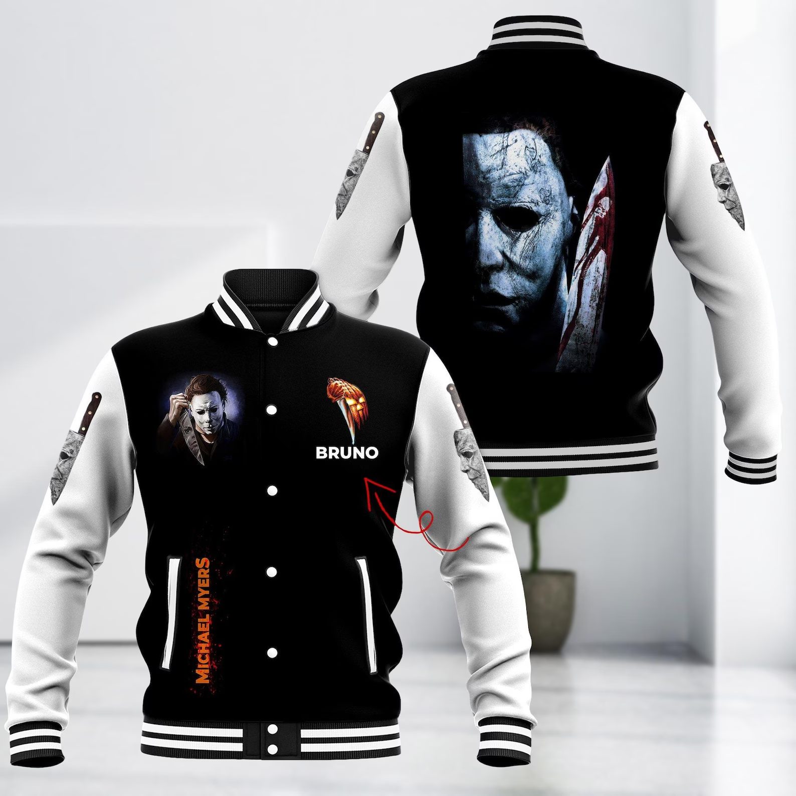 personalized horror movie character michael myers baseball jacket jxqx9