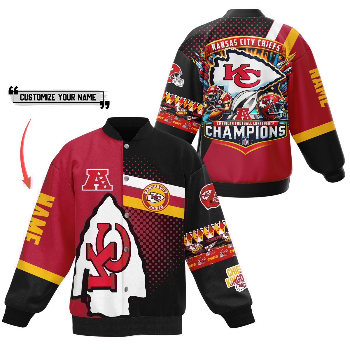 personalized kansas city chiefs nfl baseball jacket qdwts