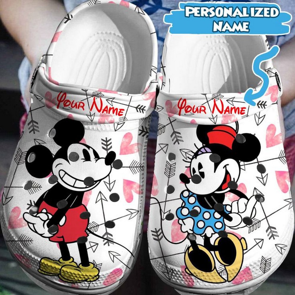 personalized name love mickey and minie mouse clogs for kids 26 adults zmlb5