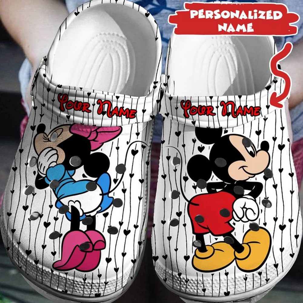 personalized name pretty mickey and minie mouse clogs for kids 26 adults lxee9