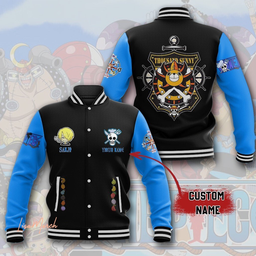 personalized sanji cool one piece anime baseball jacket dggcg