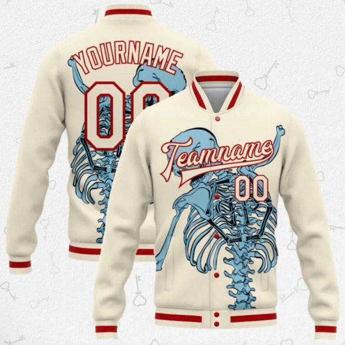 personalized spooky cool skeleton baseball jacket dbrfd