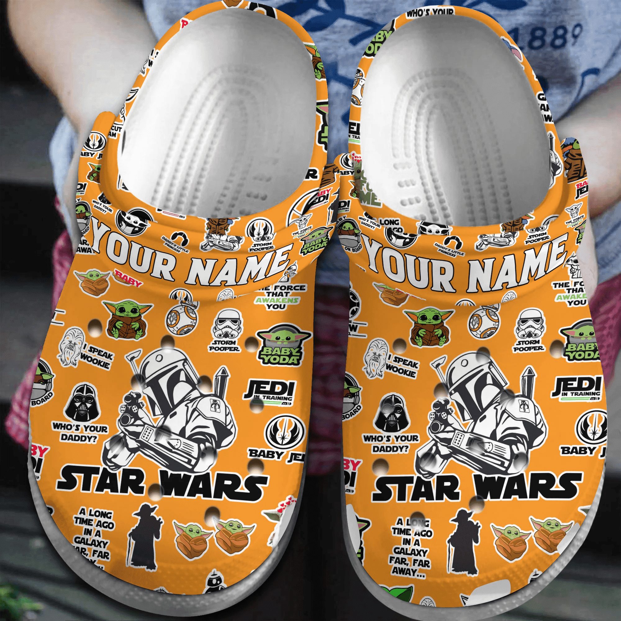 personalized star wars orange clogs for kids and adults gebuf