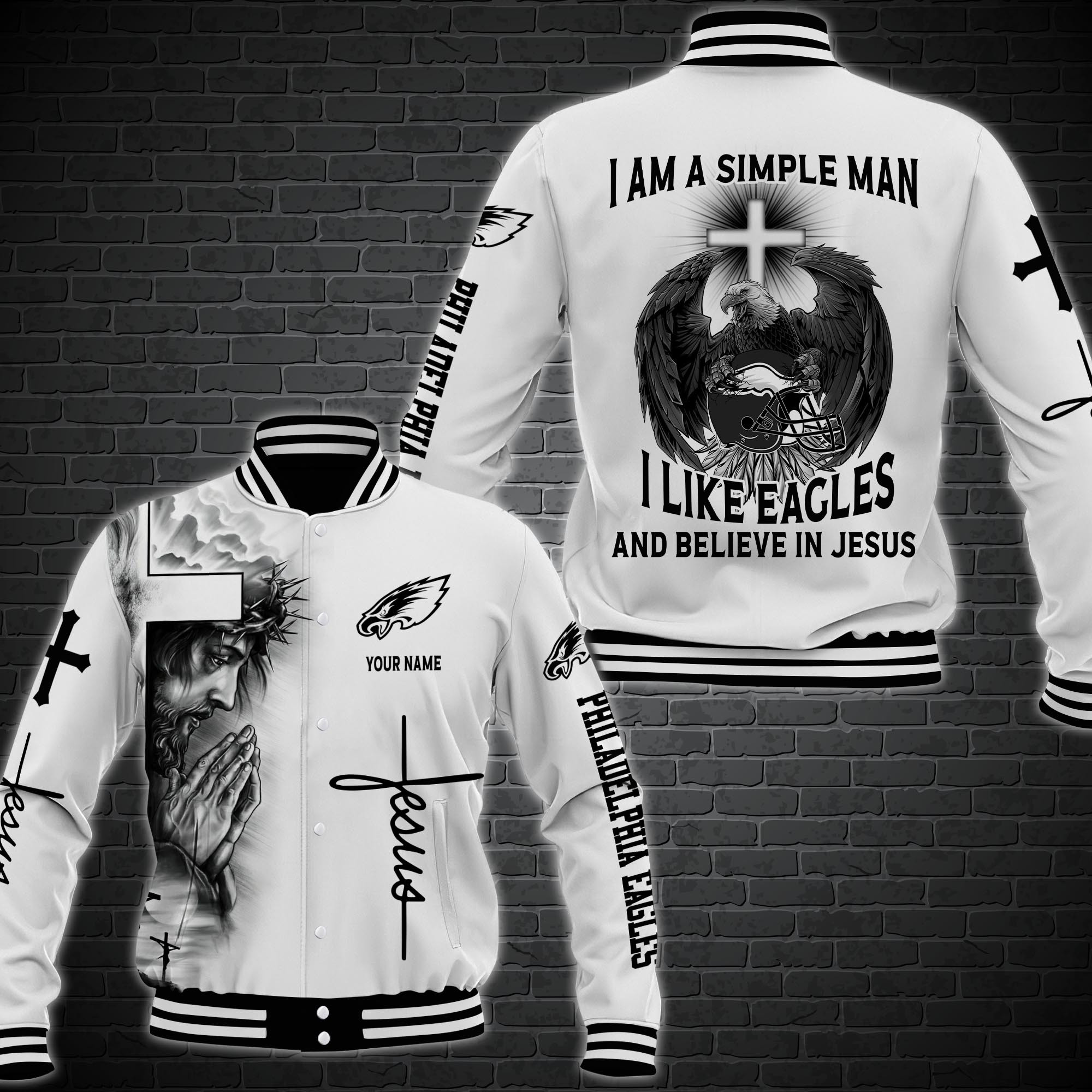 philadelphia eagles personalized baseball jacket 53 7z6is