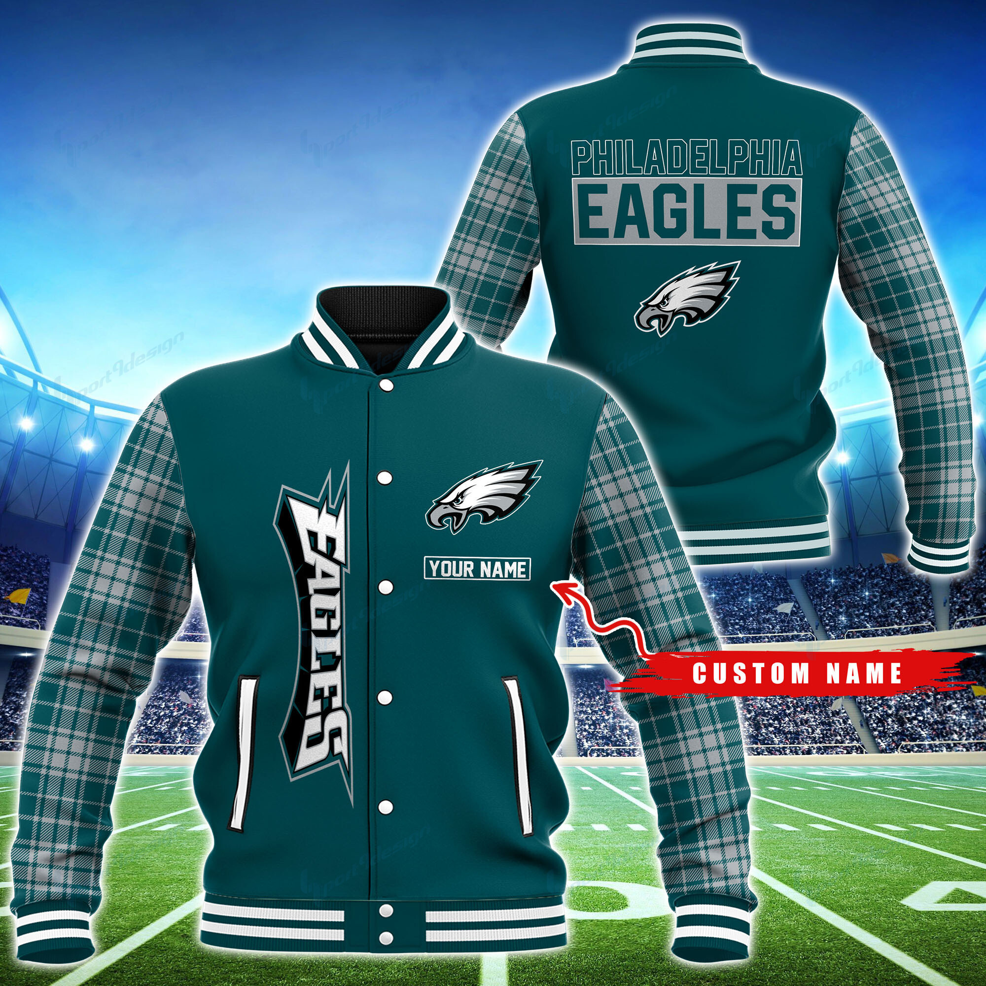 philadelphia eagles personalized baseball jacket bg56 zc5rd