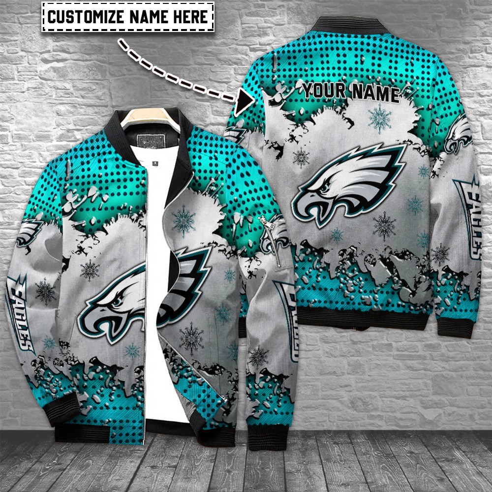 philadelphia eagles personalized bomber jacket bg628 nhlco