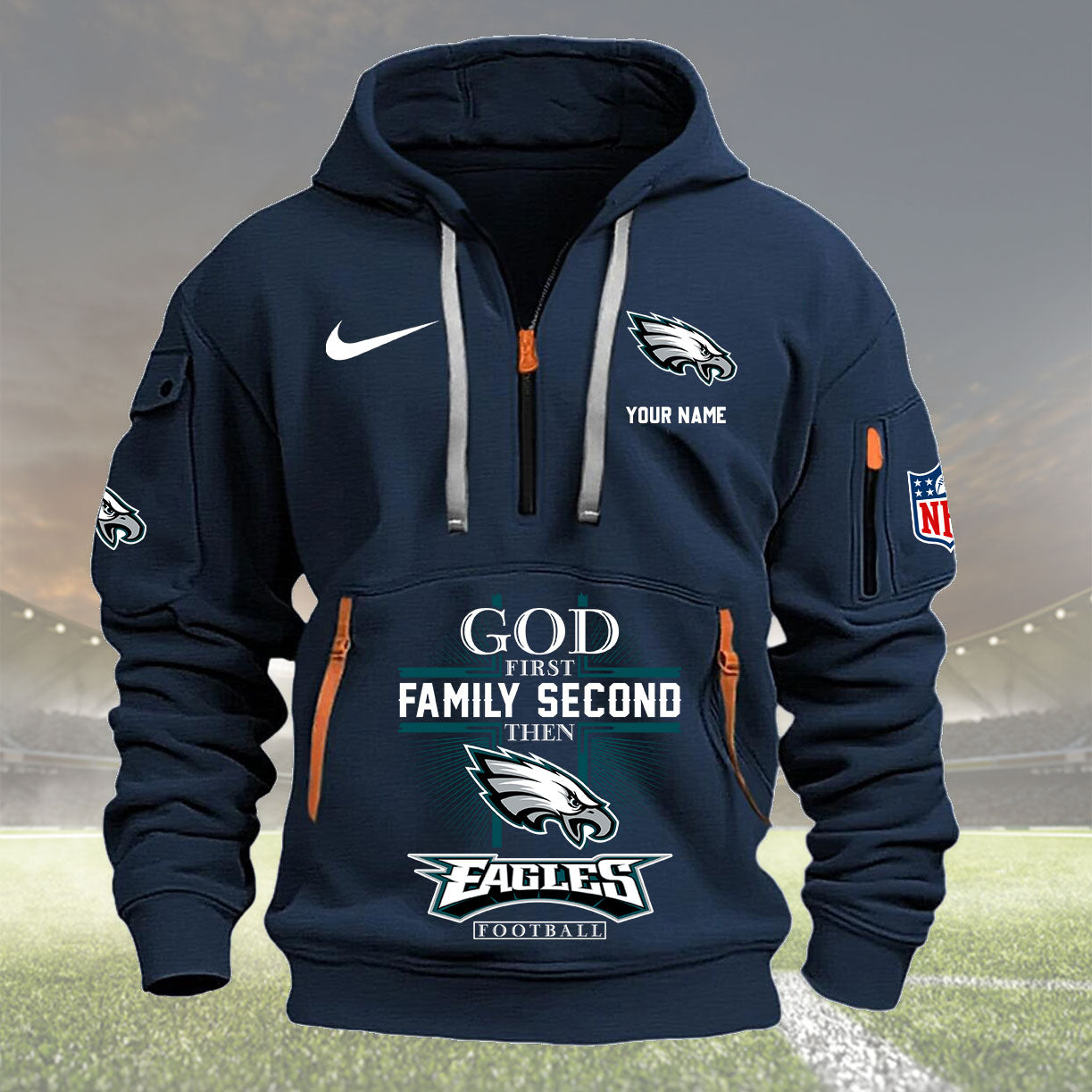 philadelphia eagles personalized quarter zip hoodie nfl quarter zip hoodie custom hoodie nfl shirt nfl hoodie gjsgp