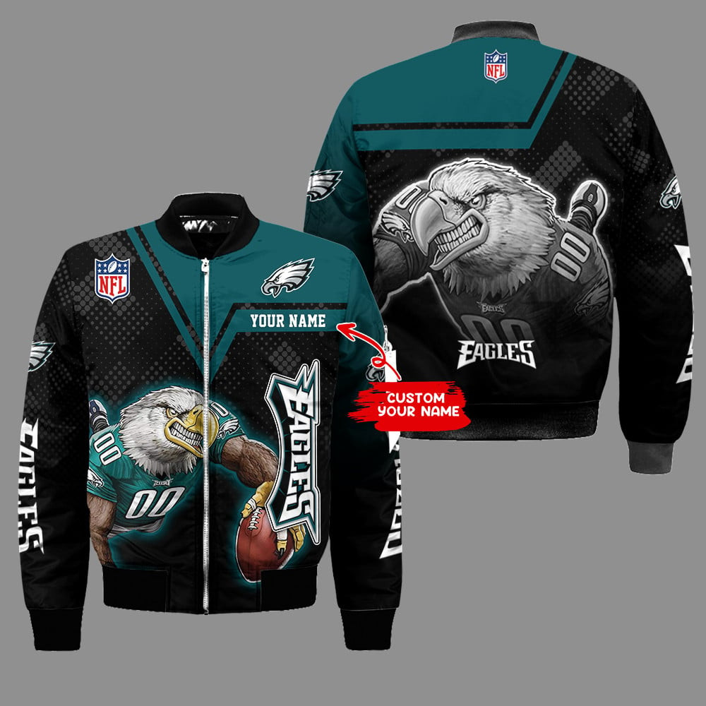 philadelphia eagles personalized thick bomber jacket cs106 aaomm