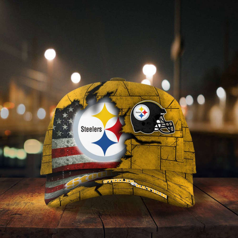 pittsburgh steelers american flag metal printed baseball classic cap men hat 4