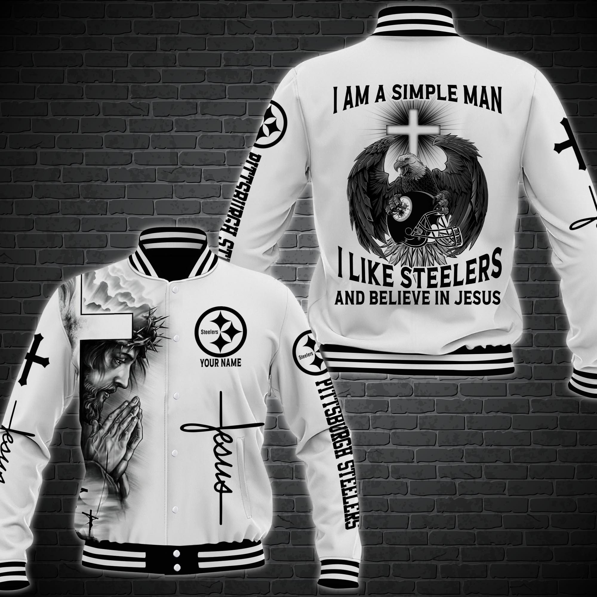 pittsburgh steelers personalized baseball jacket 54 tpbes