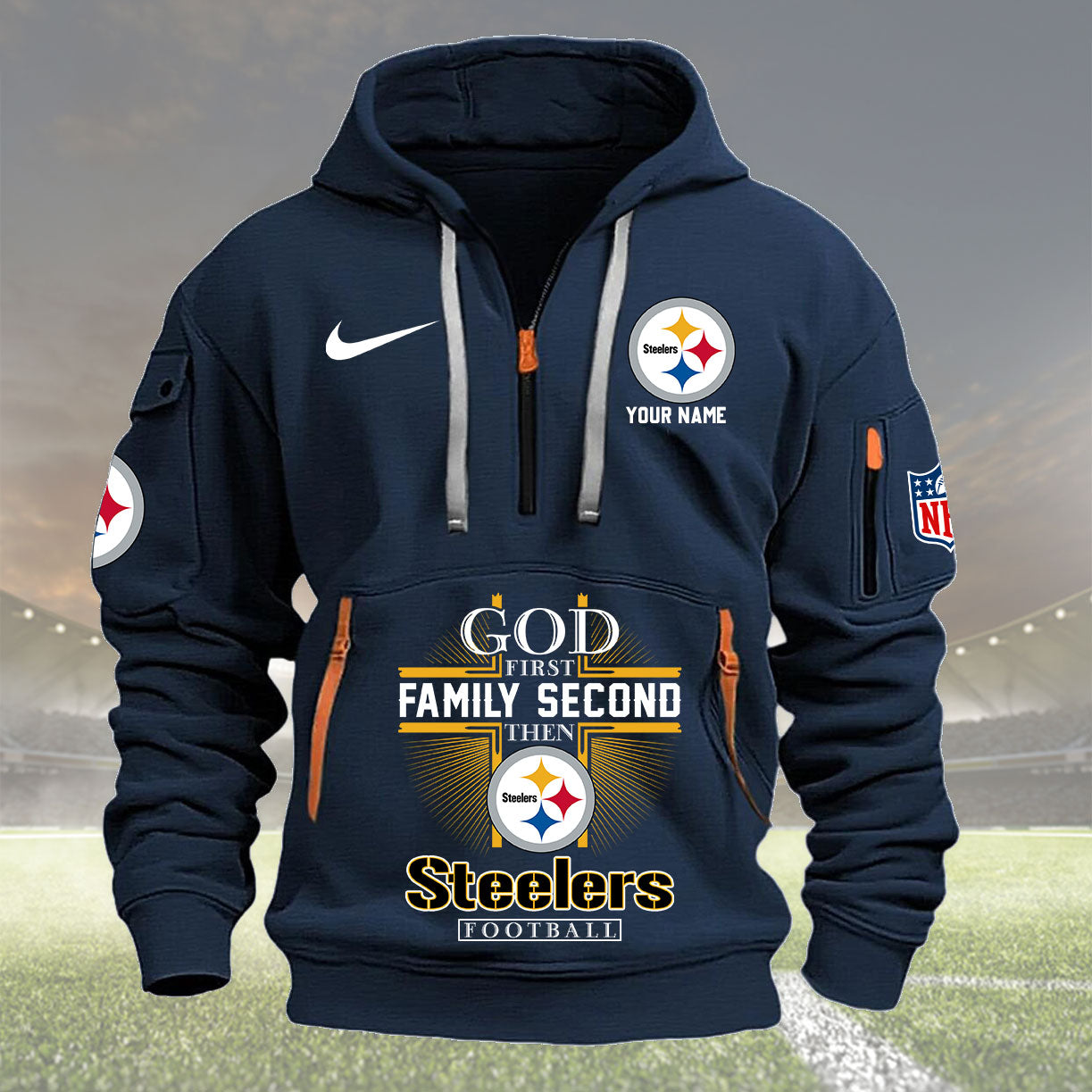 pittsburgh steelers personalized quarter zip hoodie nfl quarter zip hoodie custom hoodie nfl shirt nfl hoodie 5rldb