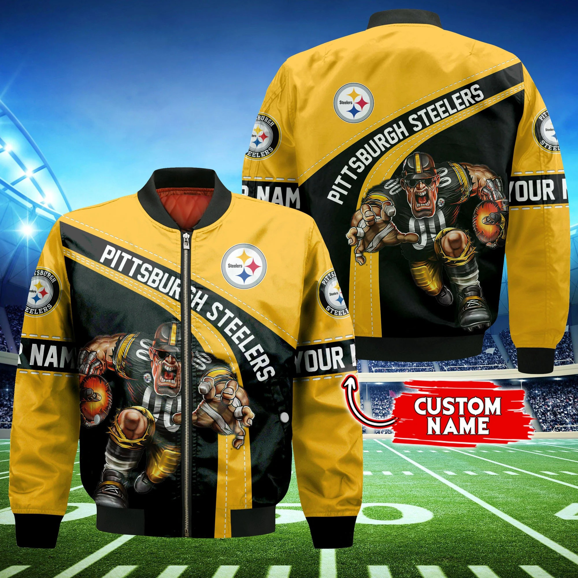 pittsburgh steelers personalized thick bomber jacket cs134 8ducx