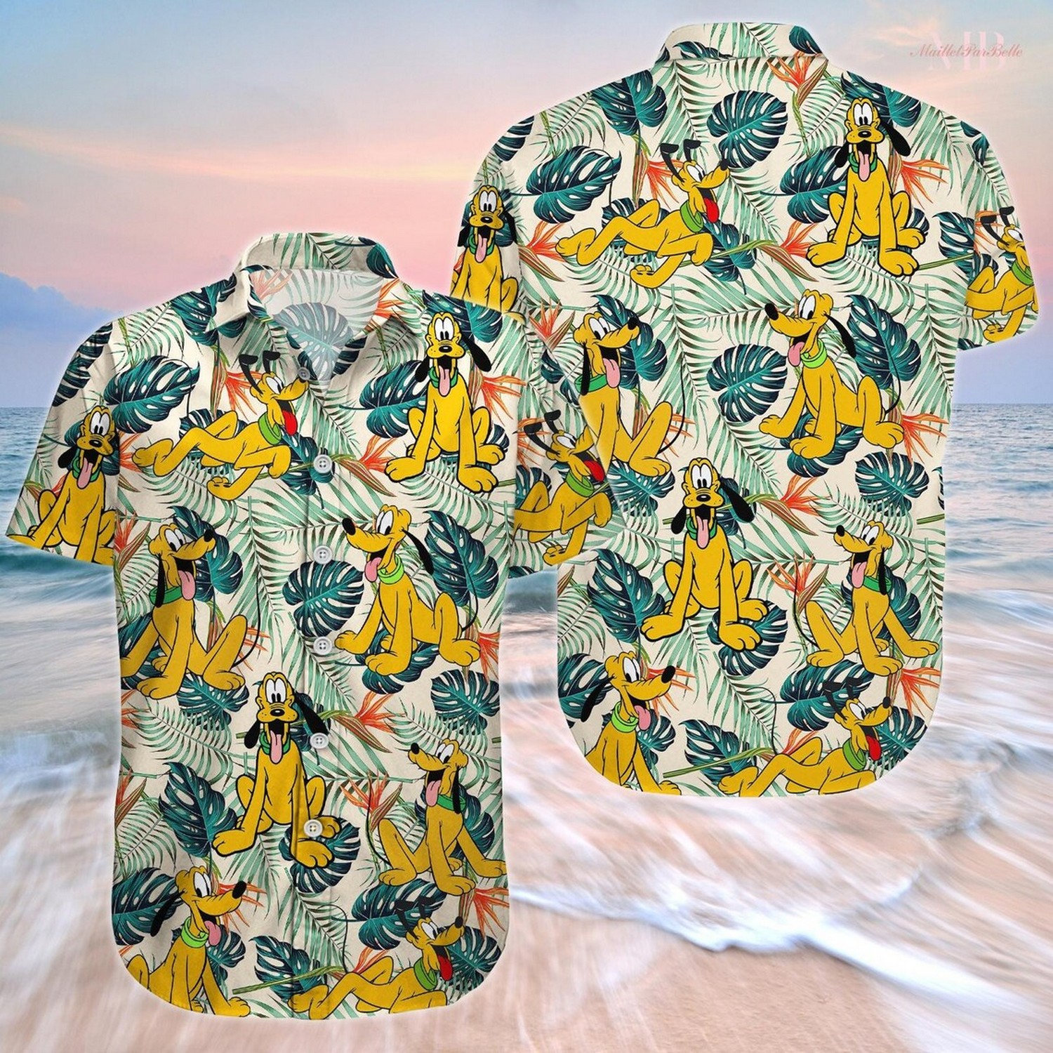 pluto aloha tropical floral hawaiian shirt 4dcup