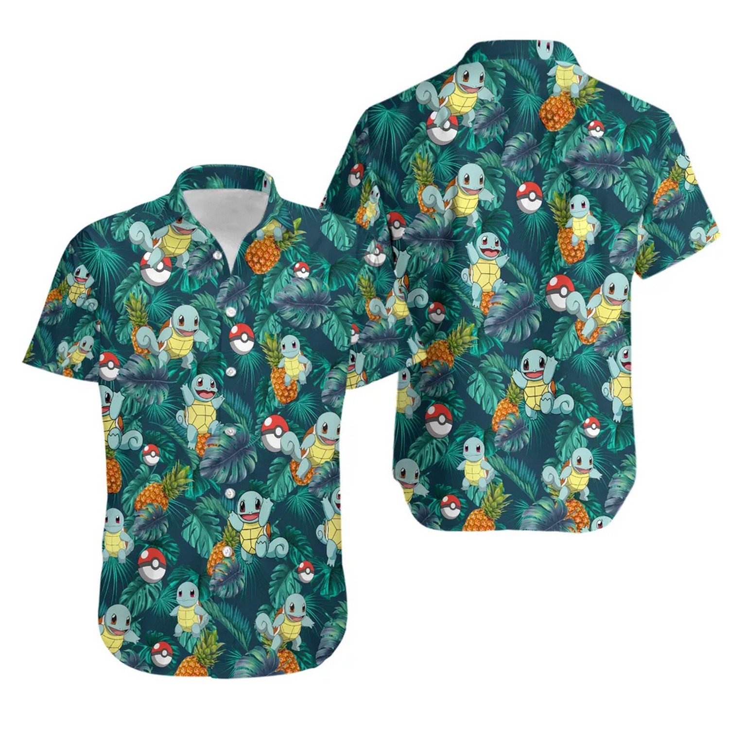 pokemon squirtle tropical floral and pineapple hawaiian shirt mhava