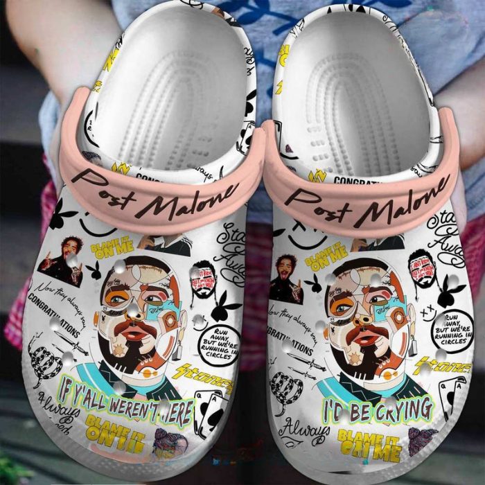 post malone id be crying stylish music clogs for kids and adults sjlm9