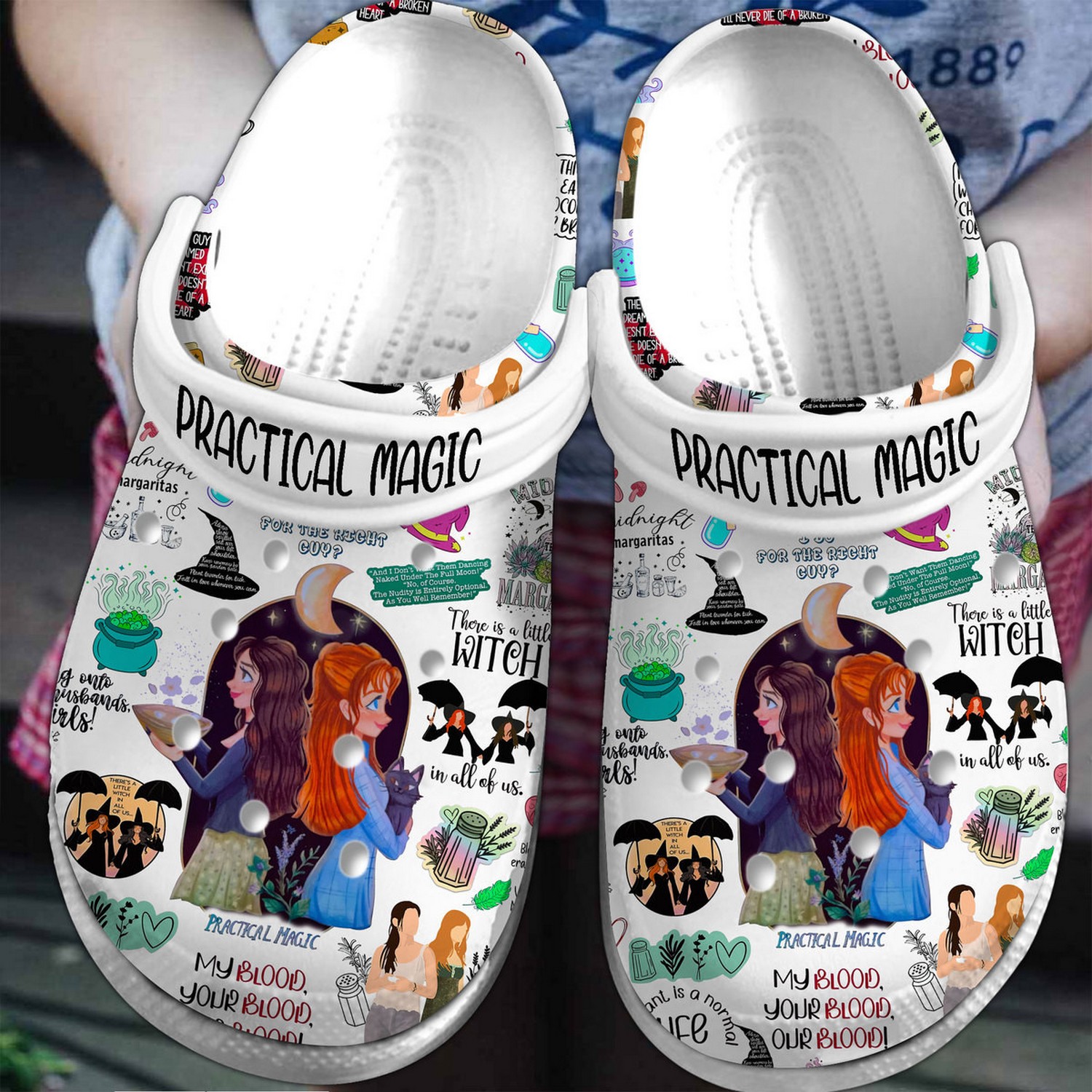 practical magic movie cute cartoon style design clogs for kids and adults uc9vx