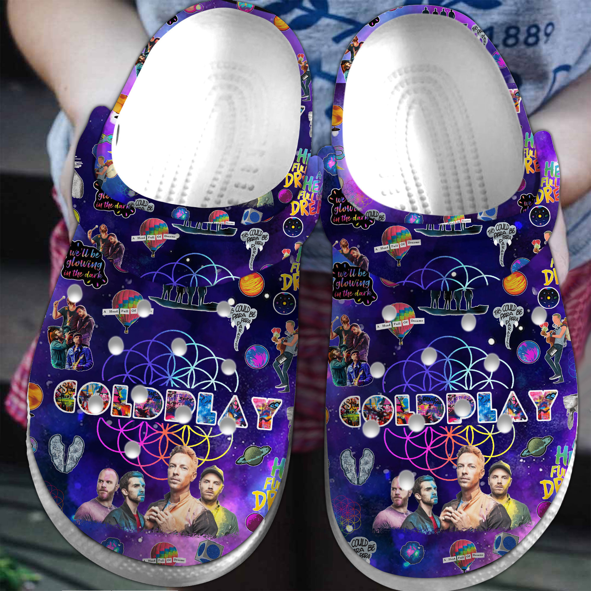 pretty purple coldplay colorful music clogs for kids and adults nrm94