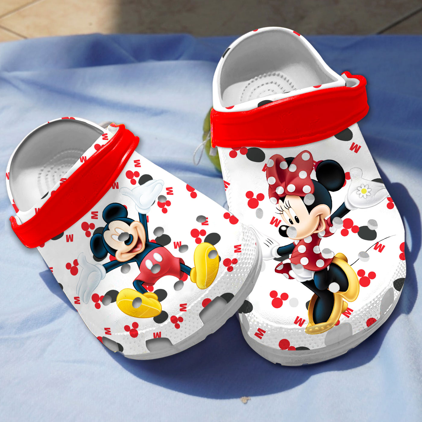 pretty white foorwear mickey and minnie disney clogs fast shipping worldwide femim
