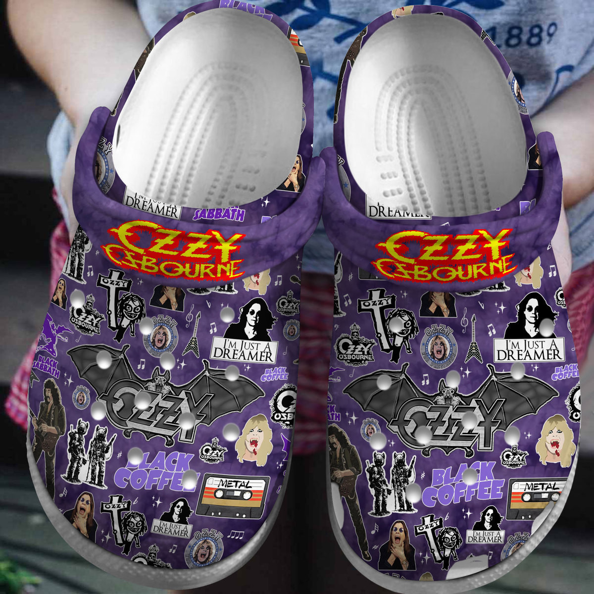 purple iconic shoes ozzy osbourne music clogs fast shipping worldwide ps590