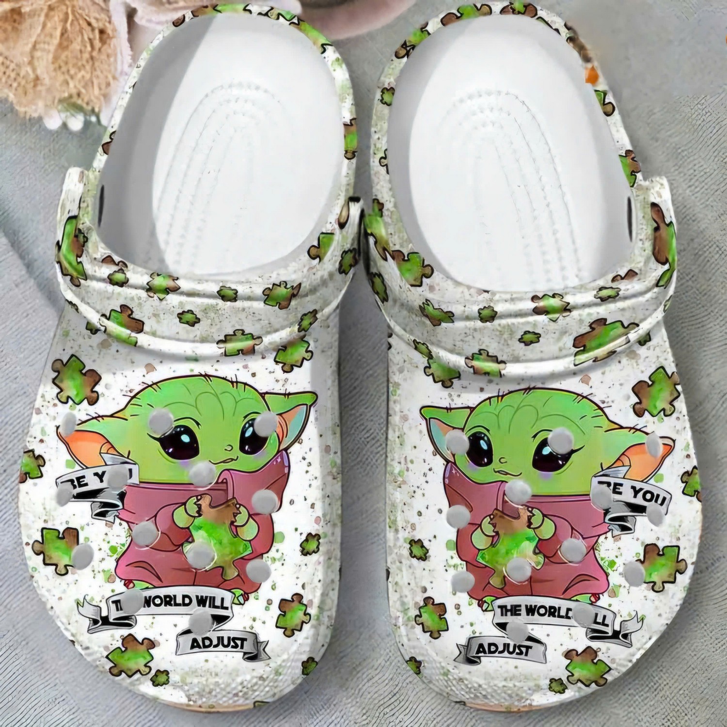 puzzle pieces baby yoda autism clogs fast shipping available vropk