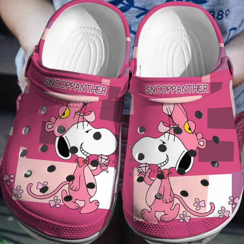 quirky snoopy x pink panther funny clogs for kids and adults vfgp7