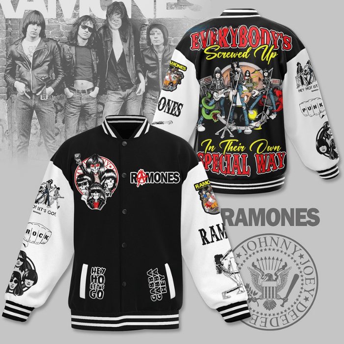 ramones everybodys screwed up music band baseball jacket czuhq