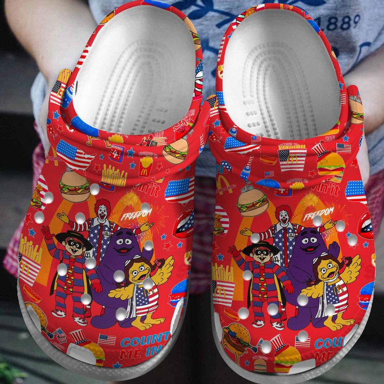 red funny sandals mcdonald food clogs unisex crocs match your lifestyle kszu3