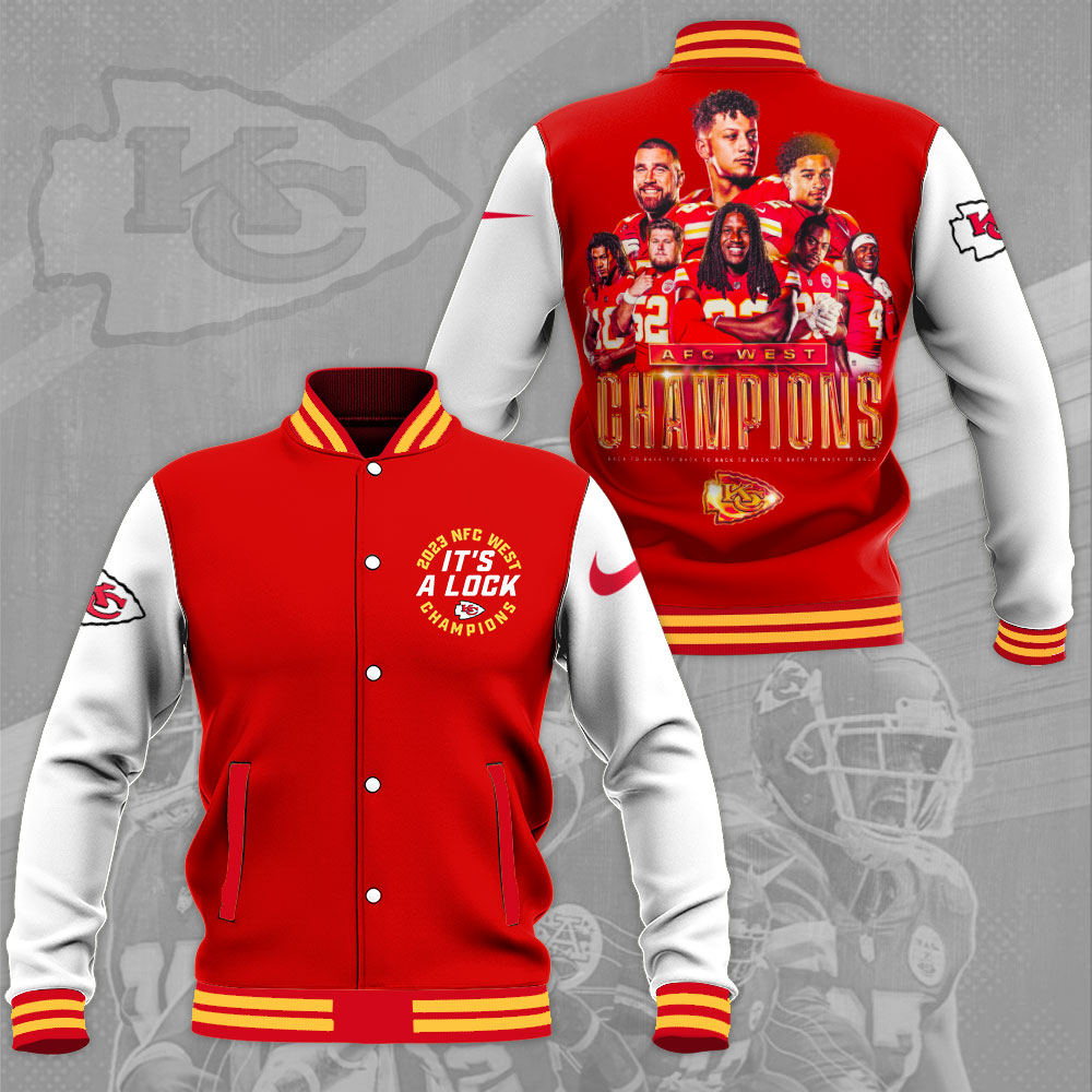 red kansas city chiefs nfl classic baseball jacket lsem7