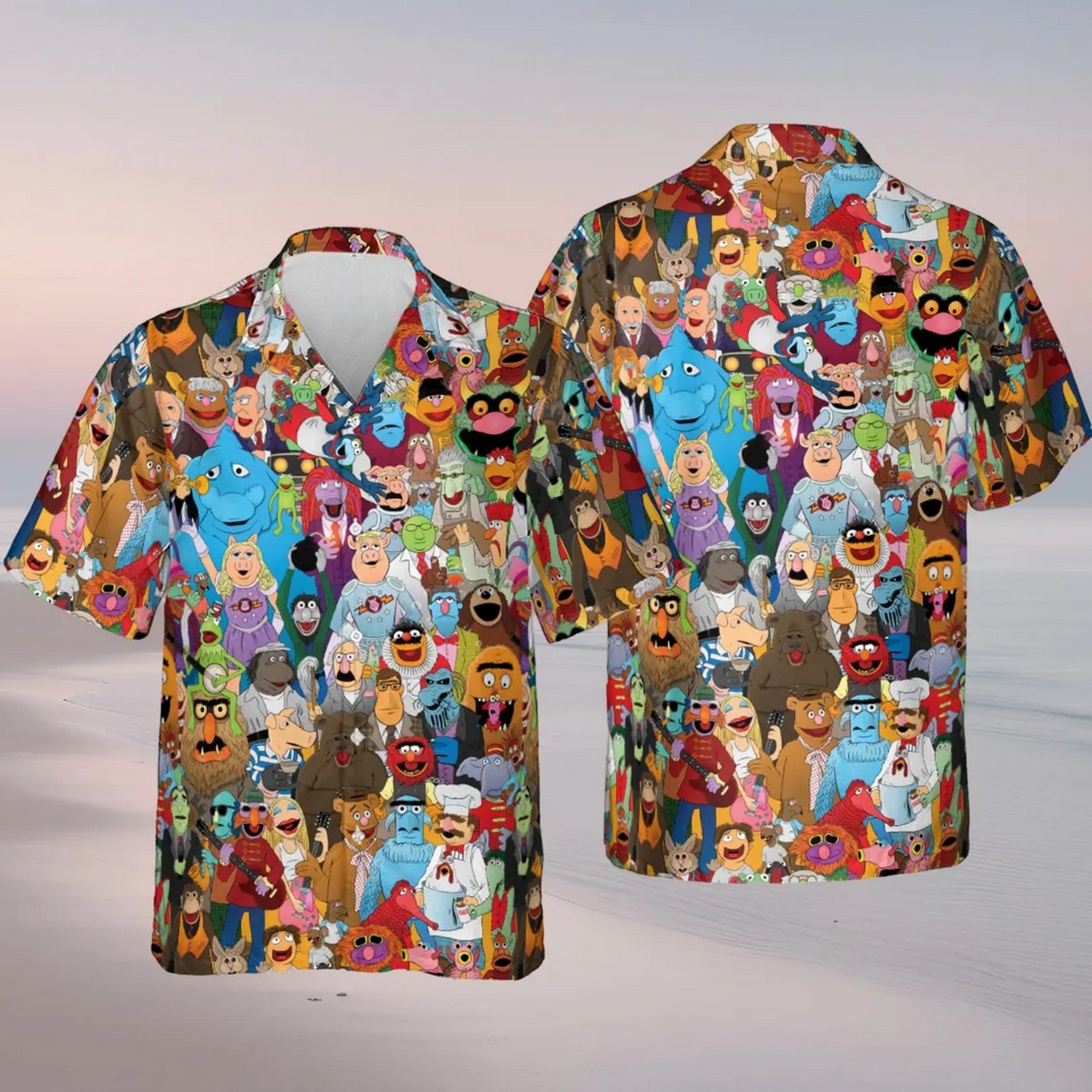 retro cartoon vacation the muppet show hawaiian shirt jvaq4
