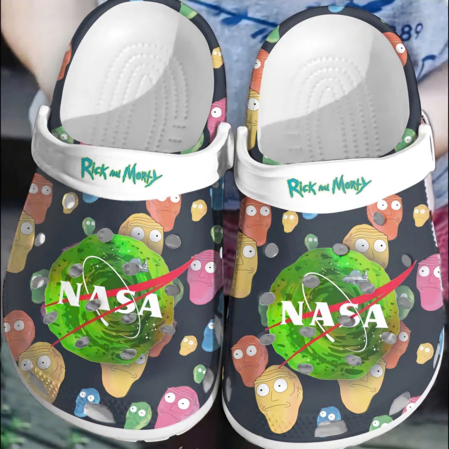 rick and morty nasa clogs for kids and adults jx0y0