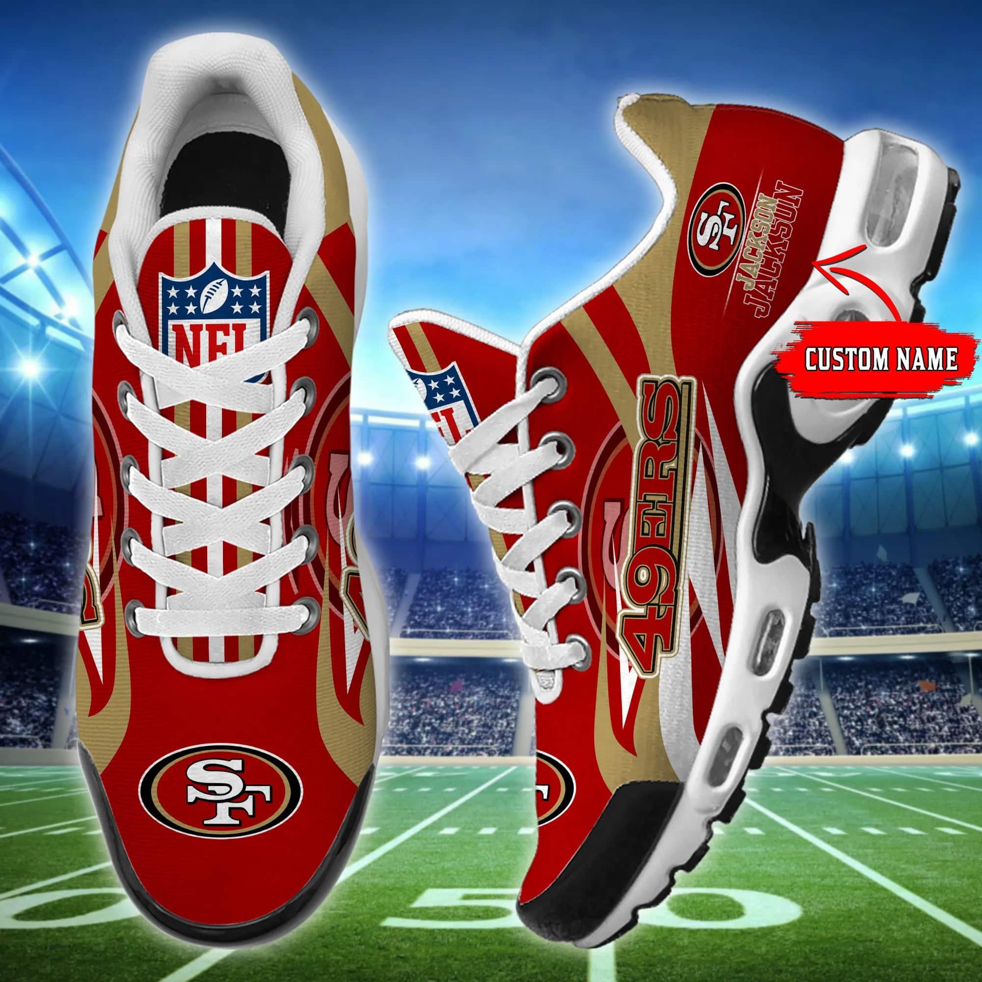 san francisco 49ers personalized plus t n youth sneakers bg107 pd743
