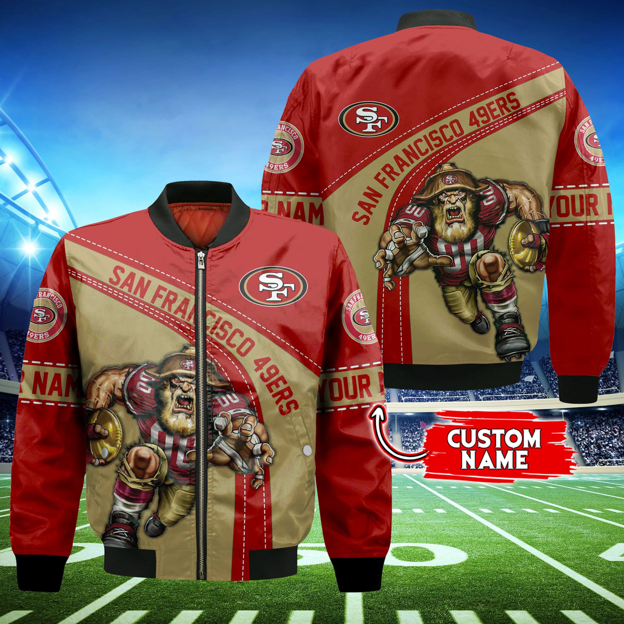 san francisco 49ers personalized thick bomber jacket cs135 kmm6p