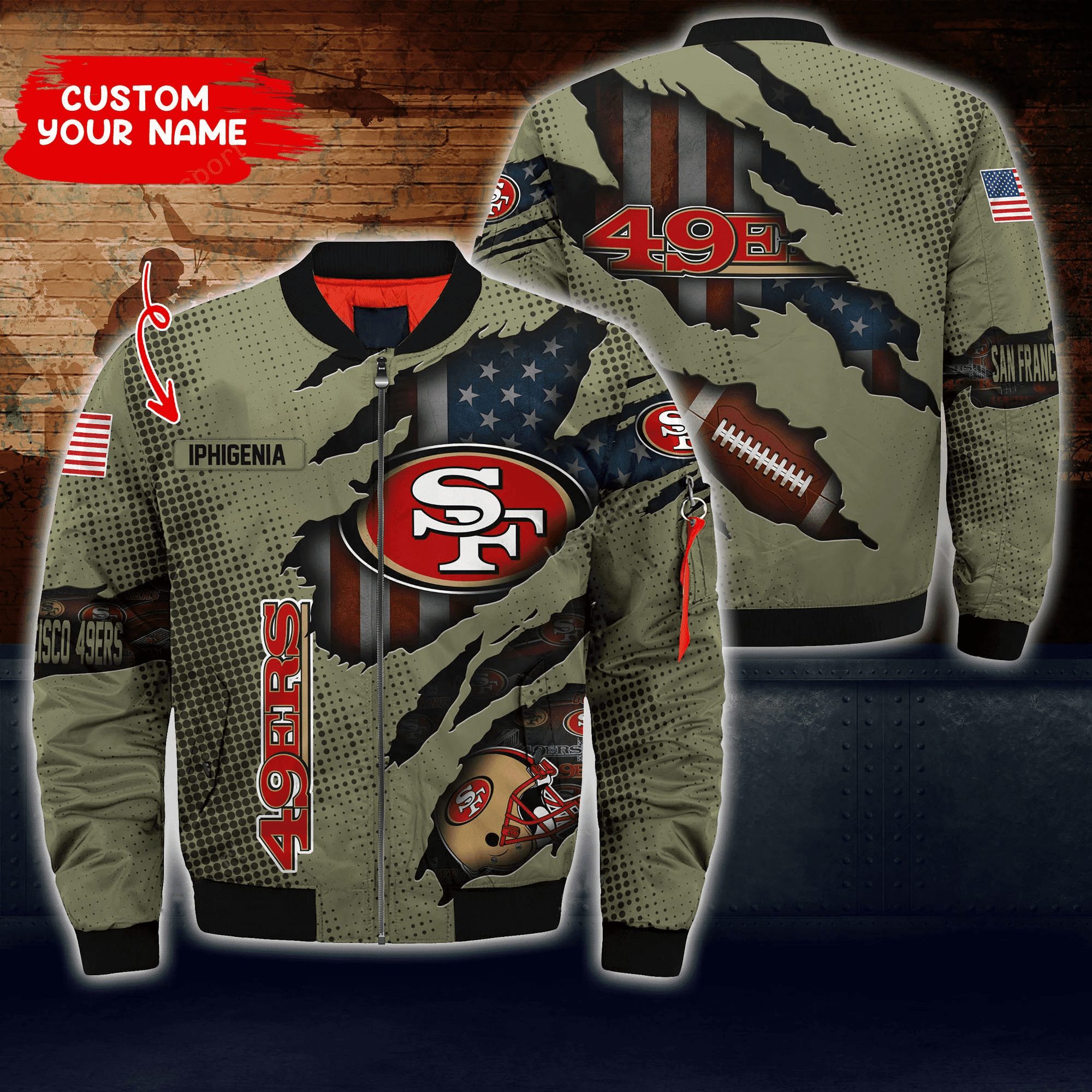 san francisco 49ers personalized thick bomber jacket cs66 brryr