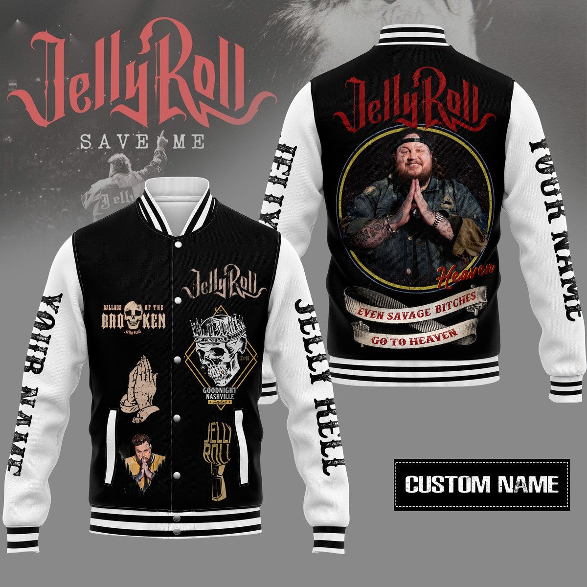 save me jelly roll customized music baseball jacket u9s3b