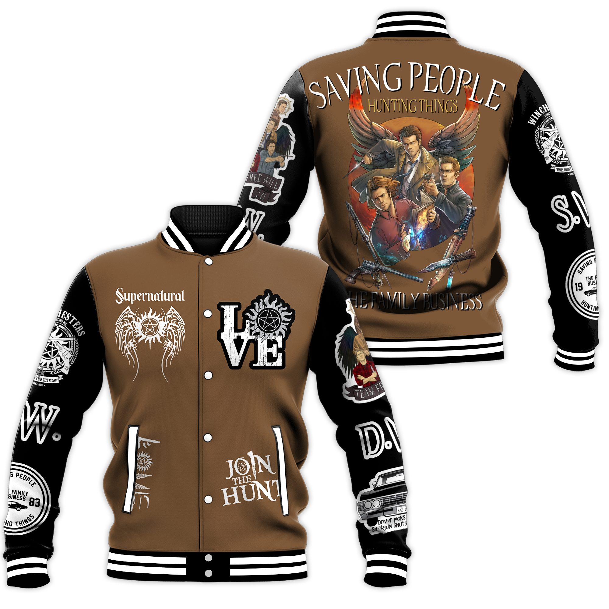 saving people supernatural movie hunting baseball jacket 43wbl