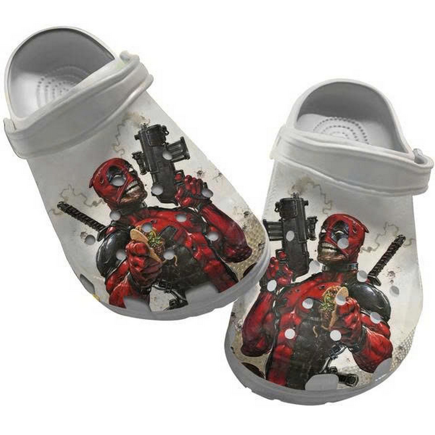 scare devil deadpool clogs for kids and adults he4ds