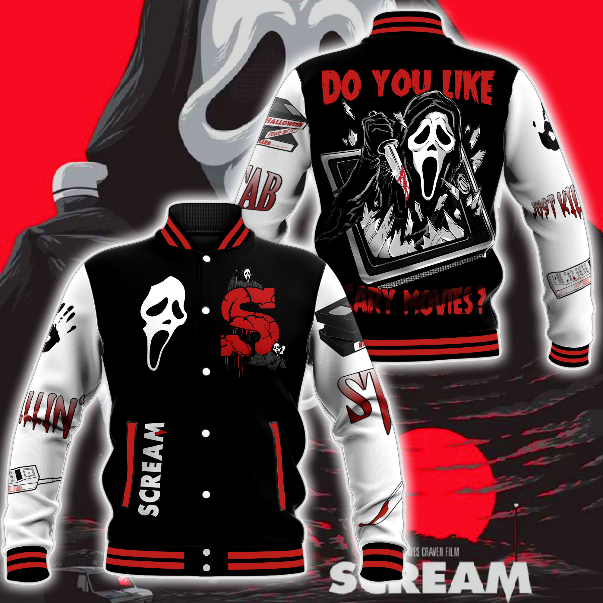 scary movie character ghostface halloween jersey jacket udeq9