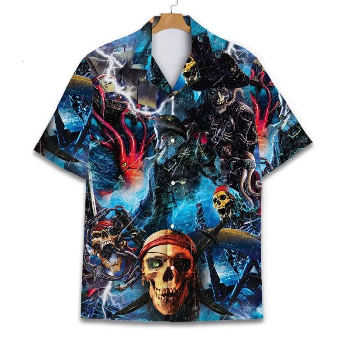 scary spooky caribbean pirate monster sea halloween hawaiian shirt z9fvc