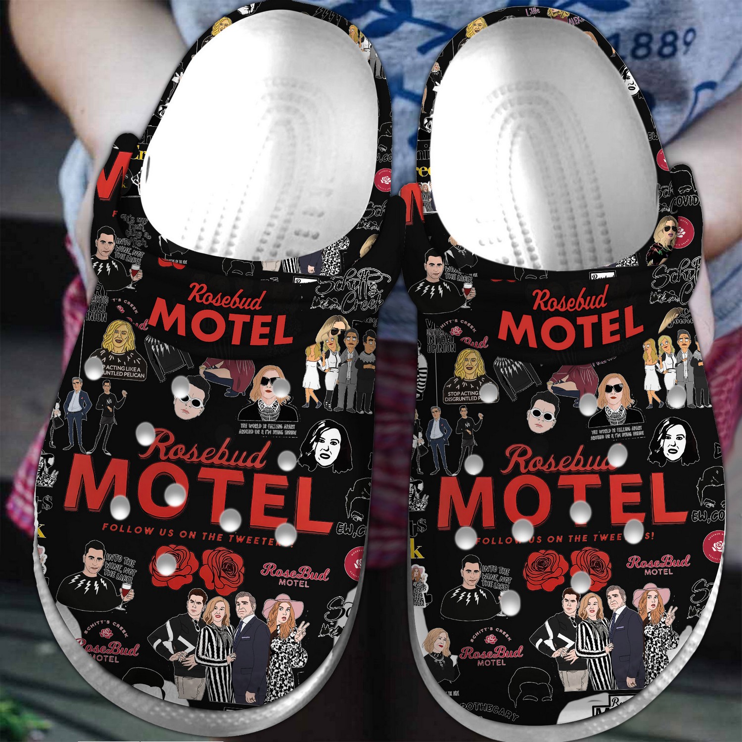 schittE28099s creek tv series rosebud motel black clogs for kids and adults qxddm